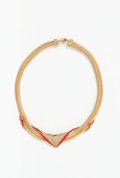 Balenciaga Metallic Wrapped Enamel Choker Necklace - 1