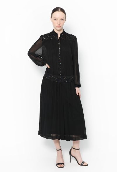 Louis Féraud '90s Embellished Chiffon Dress - 2