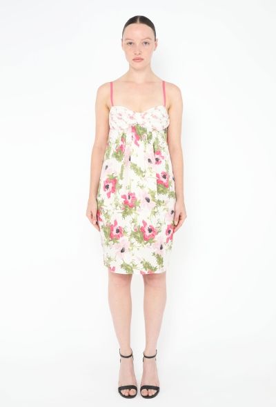 John Galliano 2005 Ruched Floral Silk Dress - 1