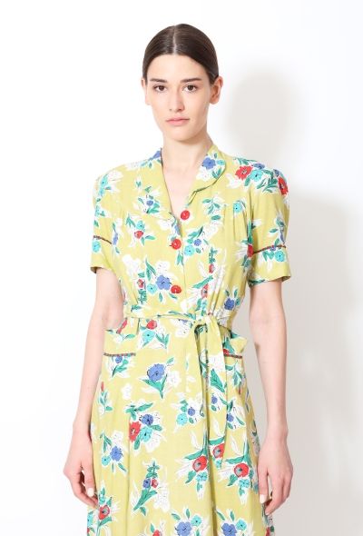 1940's Floral Belted Dress - 2