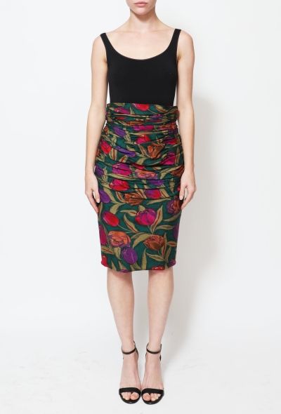 Emanuel Ungaro Vintage Ruched Floral Skirt - 2