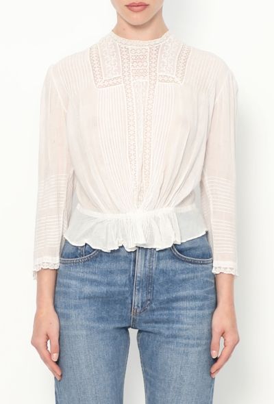 Antique '20s Embroidered Cotton Top - 1