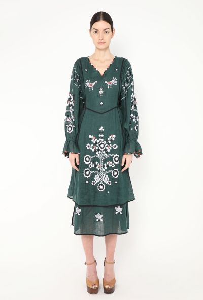 Vita Kin Belted Embroidered Linen Dress - 1