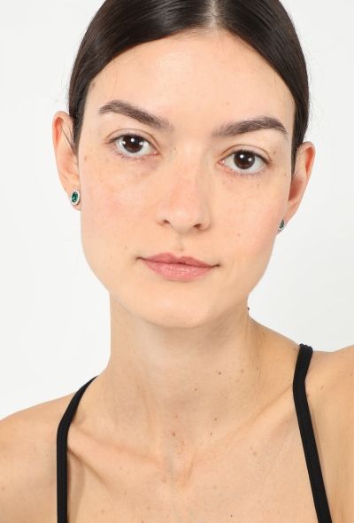 Modern Fine Jewelry 18k White Gold, Diamond & Emerald Earrings - 2