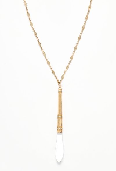 Vintage Fine Jewelry Antique 18k Yellow Gold & Glass Pendant Necklace - 2