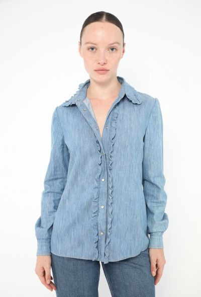 Miu Miu Ruffled Trim Denim Shirt - 2