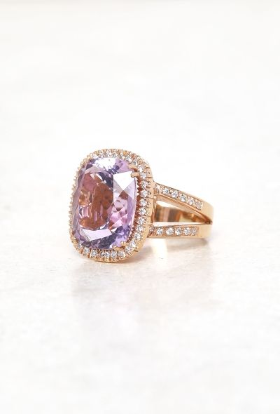 Vintage Fine Jewelry 18k Rose Gold, Diamond & Amethyst Ring - 2