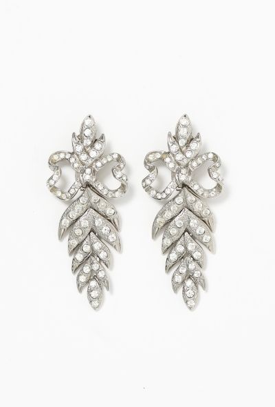 Saint Laurent Vintage Strass Pendant Clip Earrings - 1