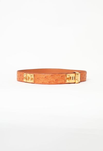 Hermès 1988 Chestnut Ostrich 'Collier de Chien' Belt - 1