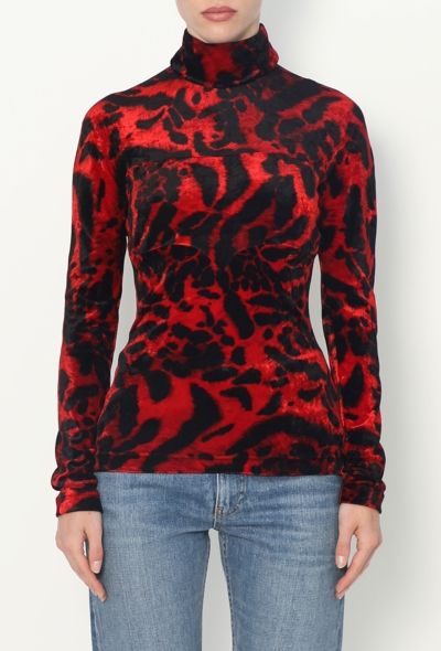 Gianni Versace '90s Velvet Leopard Print Top - 1