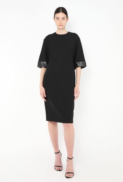 Valentino 2021 Leather Trim Silk Dress - 1