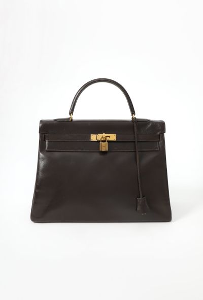 Hermès '70s Brown Box Kelly Retourné 35 - 1