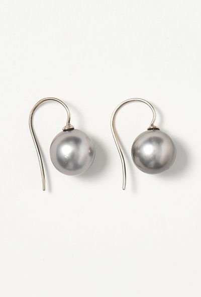Modern Fine Jewelry 18k White Gold & Pearl Earrings - 2