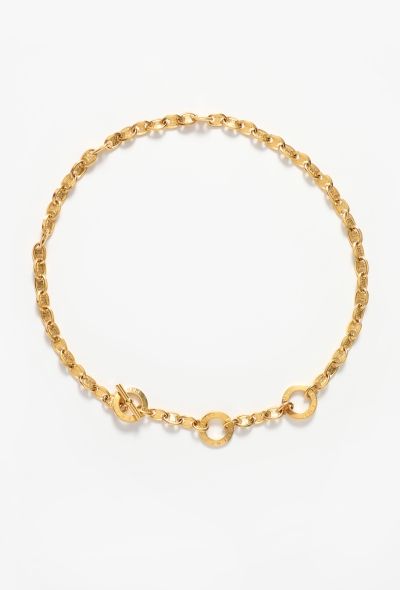 Céline 1991 Embossed Triomphe Chainlink Belt - 1