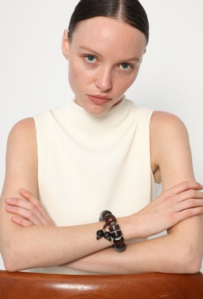 Vintage Fine Jewelry Silver Coins, Agate & Turquoise Bracelet - 2