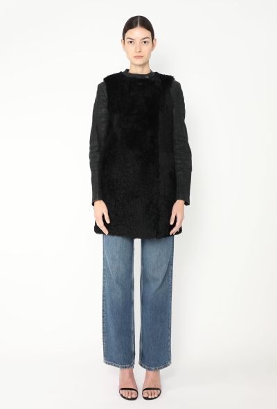 Céline Lambskin Shearling Biker Coat - 1