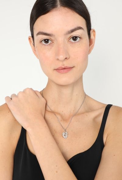 Cartier 18k White Gold & Diamond Double Heart Necklace - 2
