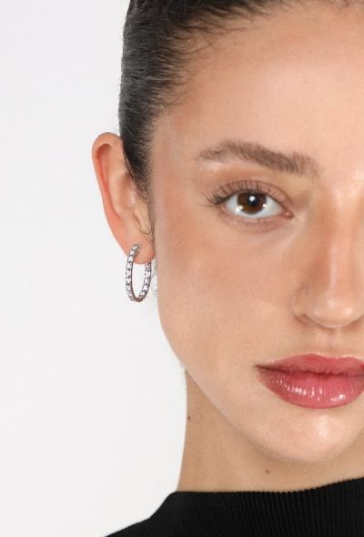 Modern Fine Jewelry 18K White Gold & Diamond Inside-Out Hoop Earrings - 2