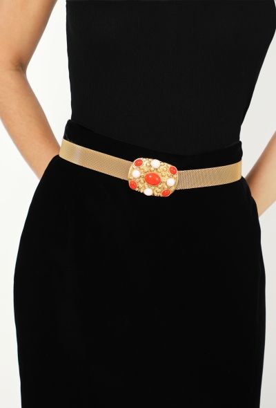 Chanel RARE 1997 Gripoix Cabochon Mesh Belt - 1