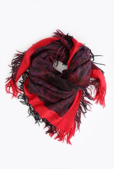 Saint Laurent Vintage Embroidered Paisley Tassel Scarf - 2