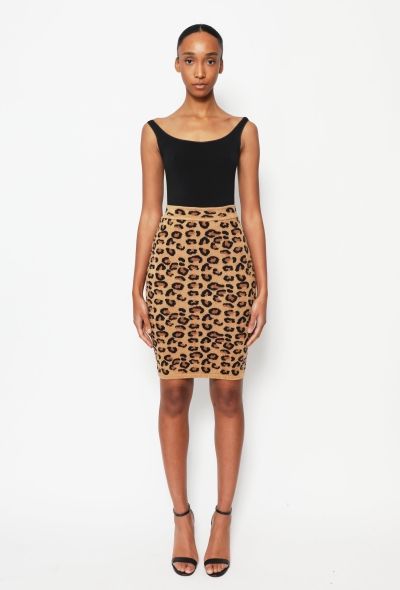 Alaïa F/W 1991 Leopard Knit Bouclé Skirt - 1