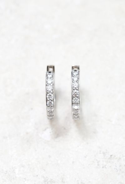 Vintage Fine Jewelry 18k Gold & Diamond Hoop Earrings - 2