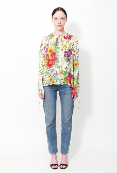 Balenciaga 2017 Floral Silk Peasant Blouse - 2