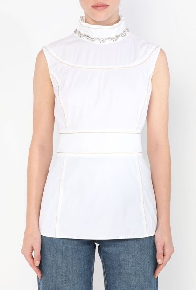 Prada Embellished Trim Cotton Top - 1