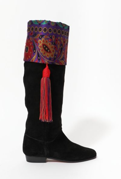 Saint Laurent RARE '70s Couture Embroidered Tassel Boot - 1