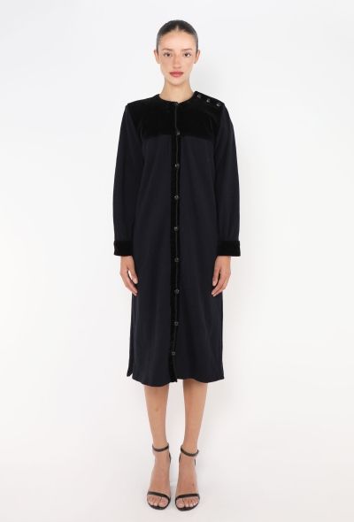 Saint Laurent Late '70s Velvet Trim Dress - 1