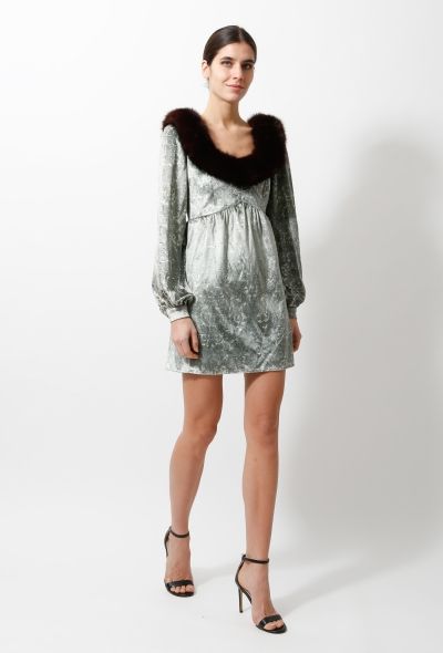 Givenchy Vintage Mink Trim Baroque Velvet Dress - 1