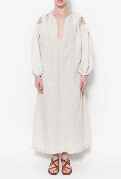 World Treasures Authentic Embroidered Linen Tunic Ivory - 2