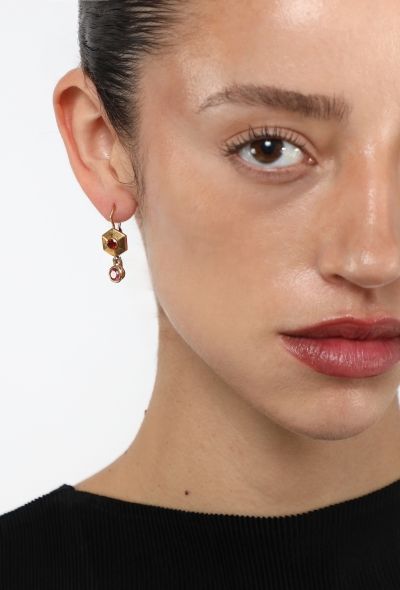 Modern Fine Jewelry 18K Yellow Gold Pendant Earrings - 2