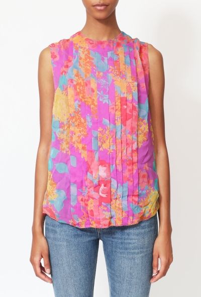 Chanel COUTURE '90s Floral Pleated Chiffon Blouse - 1