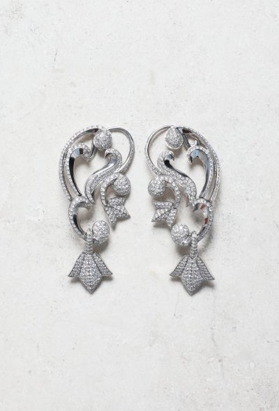Mellerio Platinum & Diamond Floral Earcuffs - 1