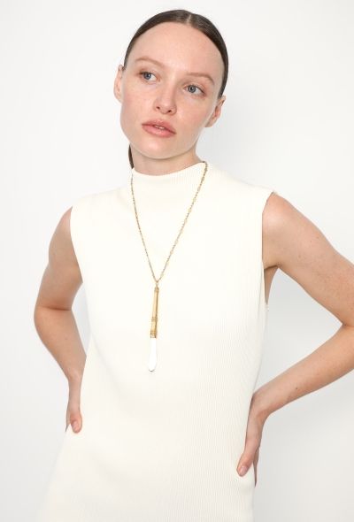 Vintage Fine Jewelry Antique 18k Yellow Gold & Glass Pendant Necklace - 1