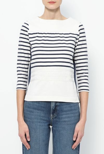 Céline Leather & Cotton Marinière Top - 1