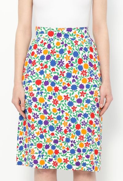 Saint Laurent '70s Floral Print Crêpe Skirt - 2