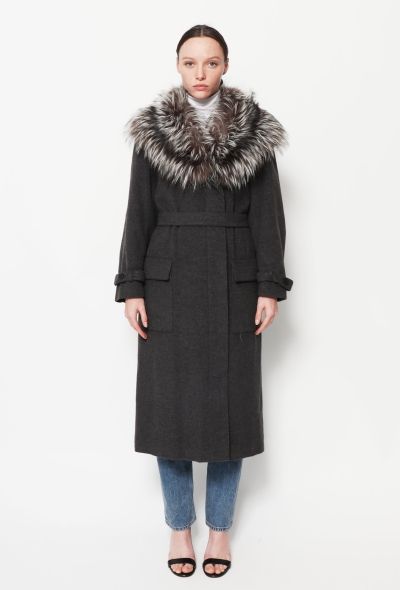 Saint Laurent 90s Belted Silver Fox Coat - 1