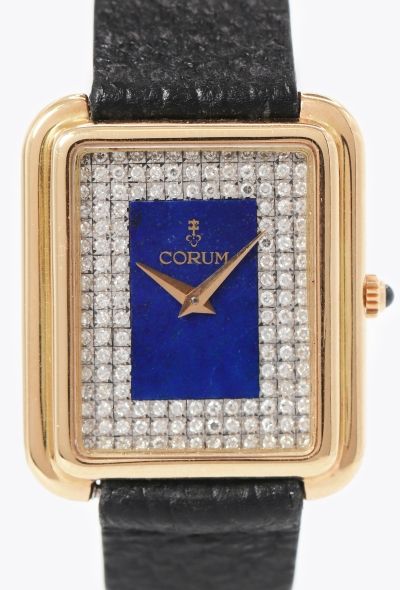 Corum 1970s 18k Yellow Gold, Diamond & Lapis Lazuli Watch - 2