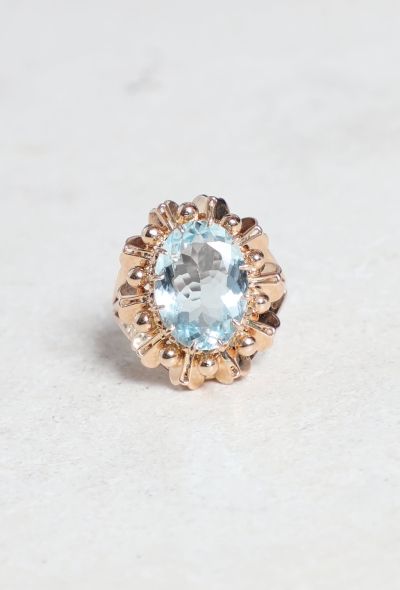 Vintage Fine Jewelry 18k Rose Gold & Aquamarine Cocktail Ring - 1
