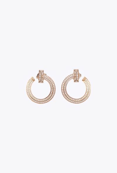 Tiffany & Co 18k Rose Gold & Diamond T1 Open Hoop Earrings - 1