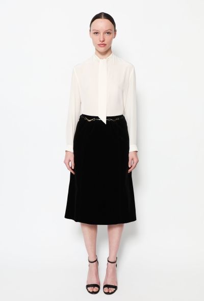 Céline Vintage Triomphe Velvet Skirt - 1