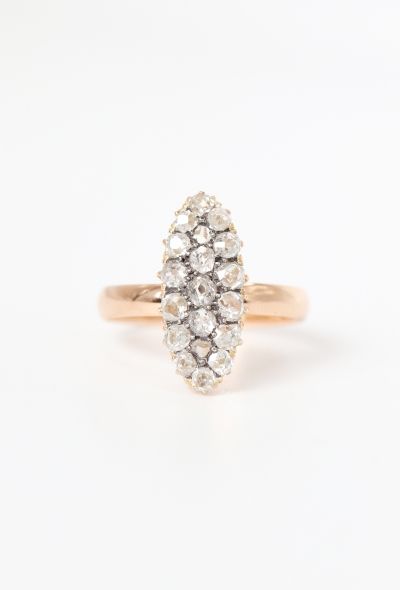 Vintage Fine Jewelry Antique 18k Rose Gold & Diamond Marquise Ring - 1