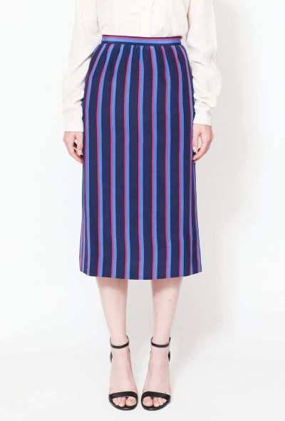 Céline Vintage Striped High-Waisted Silk Skirt - 2