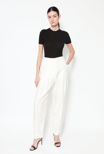 Céline White Wide-Leg Twill Trousers - 1