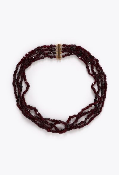 Vintage Fine Jewelry 18k Yellow Gold & Almandine Choker Necklace - 2