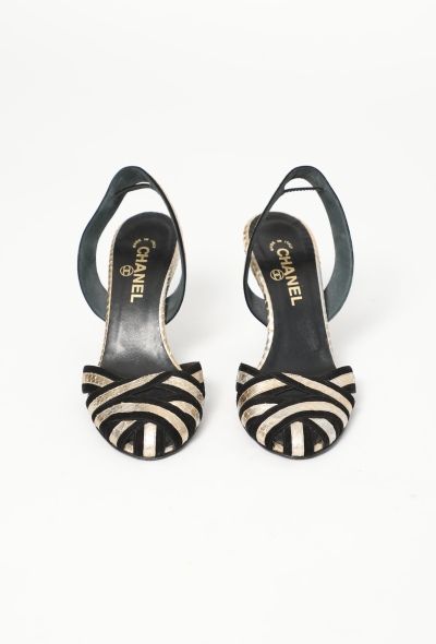 Chanel Metallic Python Slingback Heels - 2
