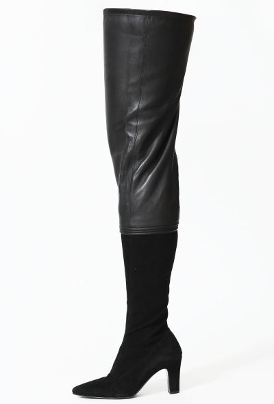 Chanel Thigh-High Leather Suede 'CC' Boots - 2