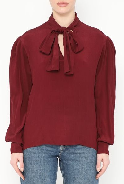 Saint Laurent Vintage Silk Lavallière Blouse - 1